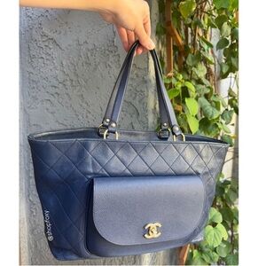 Chanel Calfskin & Caviar Daily Round Tote